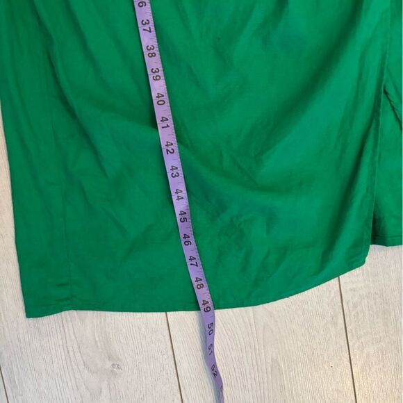 Zara linen blend ruched midi dress Kelly green - Picture 13 of 13